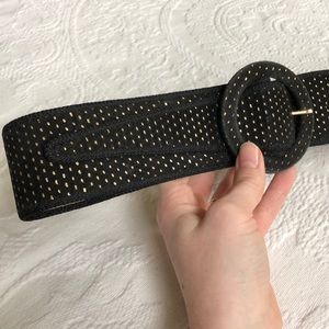 vintage black suede belt with gold accents